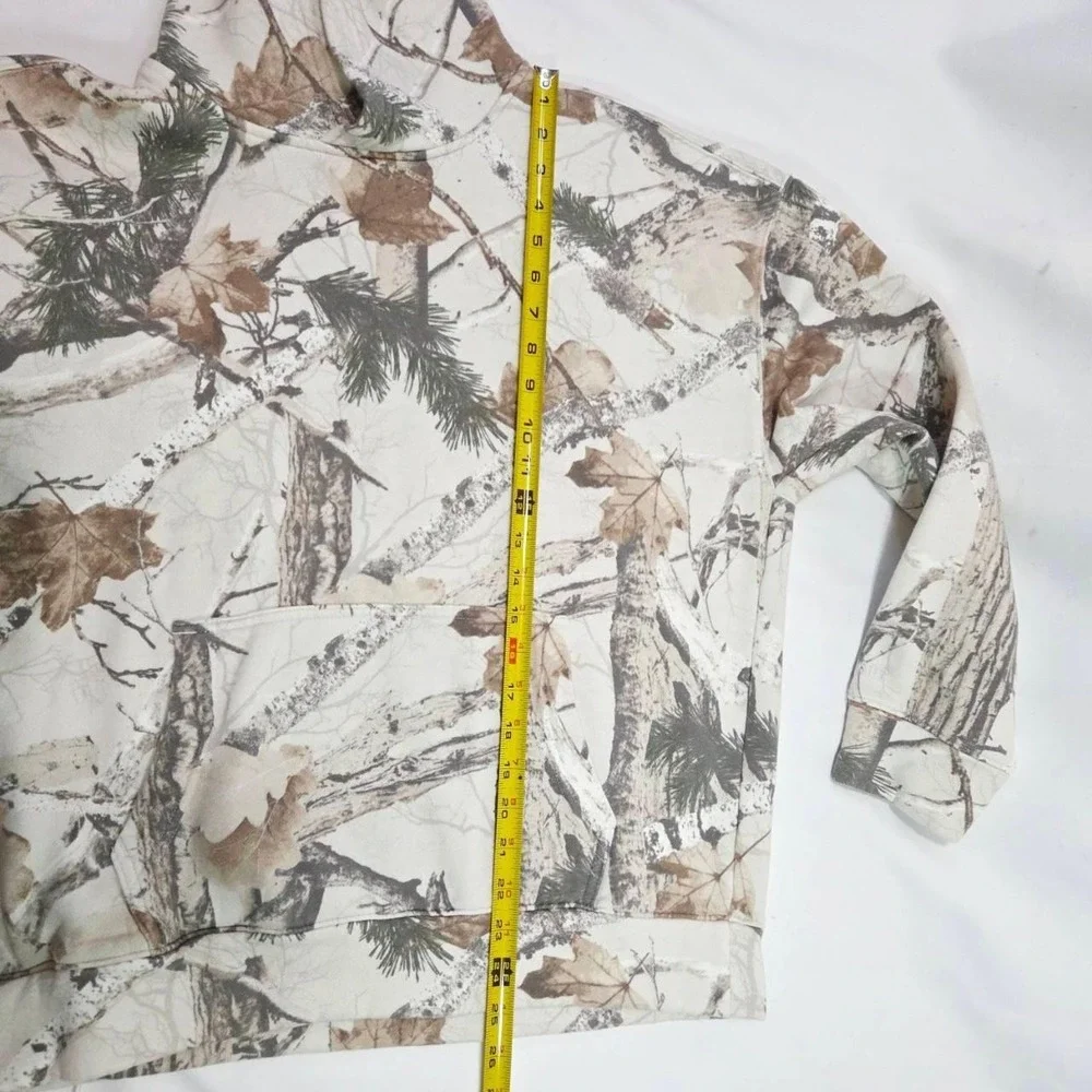 Hollister Boxy Fit Real Tree Fleece Hoodie Mens M Camo Sweatshirt Cream Y2K Zip - Picture 13 of 15